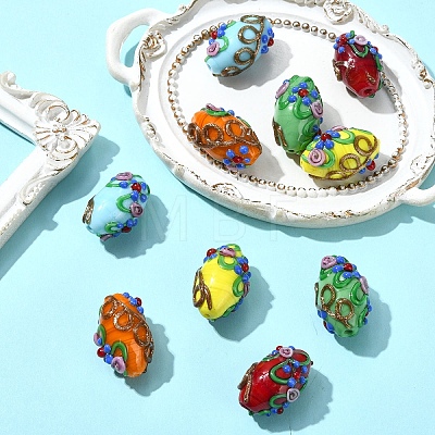 5Pcs 5 Colors Handmade Lampwork Beads LAMP-YW0004-23-1
