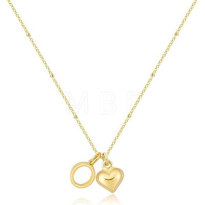 Brass Initial and Heart Pendant Necklaces for Women FS-WG01F32-15-1