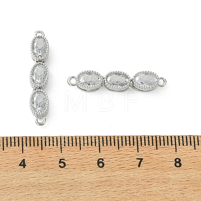 SHEGRACE Brass Pave Clear Cubic Zirconia Triple Oval Links Connector Charms XGRQ3P683-644P-1