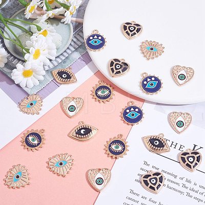 30Pcs 6 Style Alloy Enamel Pendants ENAM-SZ0003-30-1