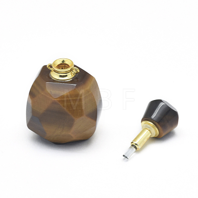 Natural Tiger Eye Openable Perfume Bottle Pendants G-E556-01F-1