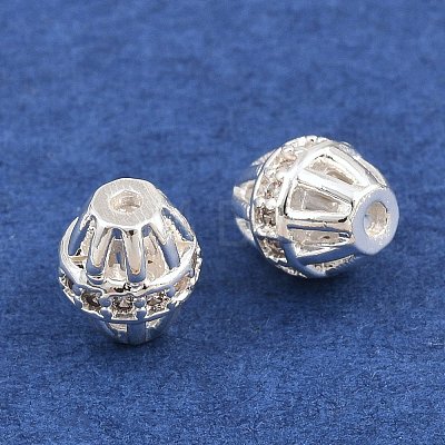 Brass Micro Pave Clear Cubic Zirconia Beads KK-Z162-13S-1