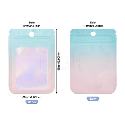 60Pcs Rectangle Glitter Holographic Plastic Resealable Packaging Bags ABAG-TA0001-97A-03-1