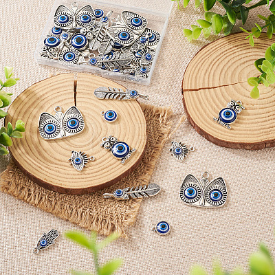 36Pcs 6 Style Evil Eye Alloy Enamel Pendants ENAM-TA0001-32-1