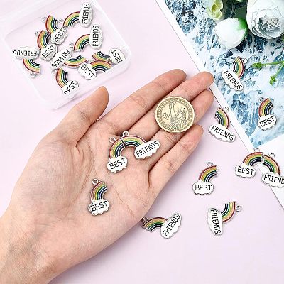  60Pcs 5 Style Alloy Enamel Pendants ENAM-NB0001-41LG-1