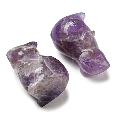 Natural Amethyst Carved Healing Mouse Figurines DJEW-D012-02A-1