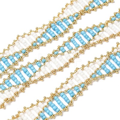 Handmade Glass Seed Beaded Chains CHC-K017-01G-02-1