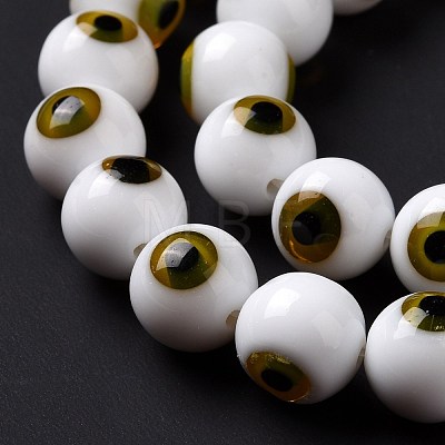 Handmade Evil Eye Lampwork Round Bead Strands LAMP-L055-10mm-32-1