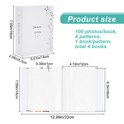 4 Book 4 Patterns Cardboard Cover Interstitial Album Book AJEW-CP0005-38-1
