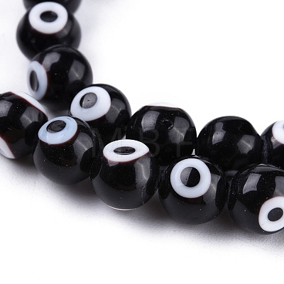 Handmade Evil Eye Lampwork Round Bead Strands X-LAMP-L055-6mm-08-1