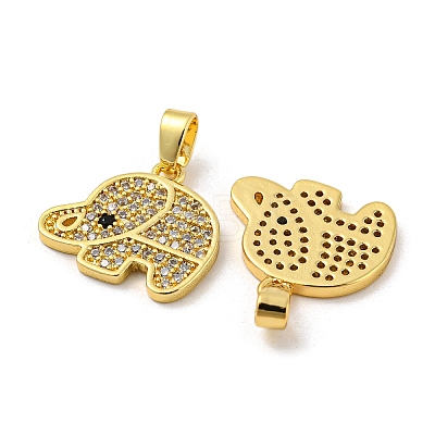 Real 18K Gold Plated Rack Plating Brass Micro Pave Cubic Zirconia Pendants KK-R153-02G-1