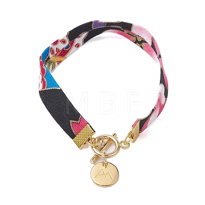 Ethnic Style Polyester Flower Printed Ribbon Bracelets BJEW-JB10495-01-1