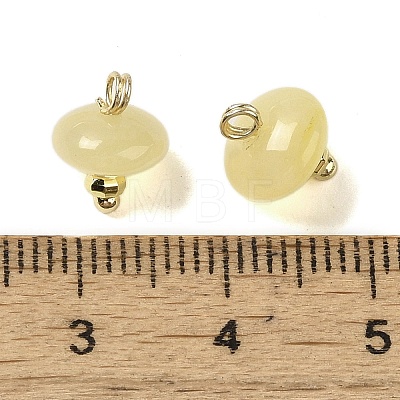 Natural Yellow Aventurine Rondelle Charms with Rack Plating Brass Loops G-G110-05B-10-1