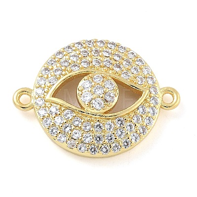 Rack Plating Brass Micro Pave Clear Cubic Zirconia Eye Connector Charms KK-A234-047G-1