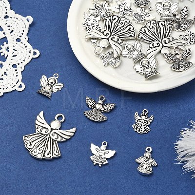 30Pcs 6 Styles Tibetan Style Alloy Pendants TIBEP-YW0012-41-1
