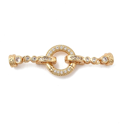 Brass Micro Pave Clear Cubic Zirconia Fold Over Clasps KK-B189-01G-1