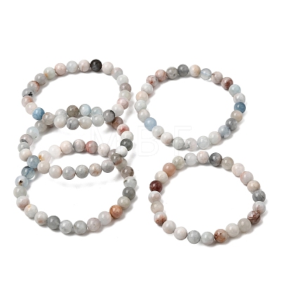 8MM Natural Aquamarine Round Beaded Stretch Bracelets for Women GG-CBA6C75-A01-8mm-1