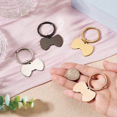 4Pcs 4 Styles Stainless Steel Keychains KEYC-TA0004-81D-1