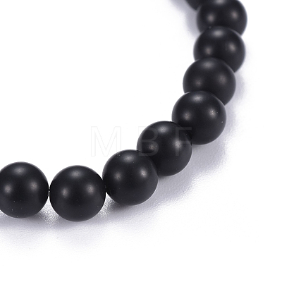 Natural Black Agate(Dyed) & Mixed Stone Beads Stretch Bracelets BJEW-JB04219-1