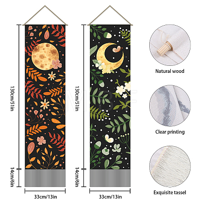 Moon & Sun Pattern Polyester Decorative Wall Tapestrys AJEW-WH0399-023-1