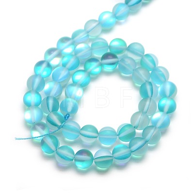 Synthetic Moonstone Beads Strands G-F142-10mm-03-1