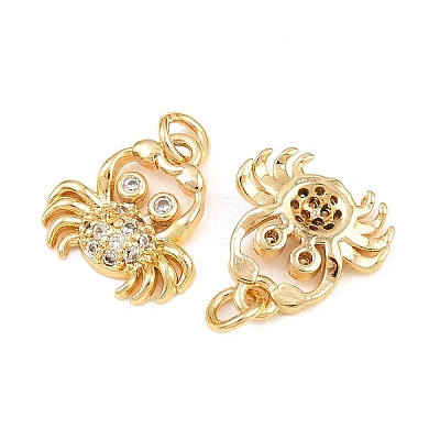 Brass Micro Pave Clear Cubic Zirconia Charms KK-Q085-04G-G-1