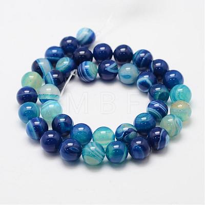 Natural Striped Agate/Banded Agate Bead Strands G-K155-B-10mm-02-1