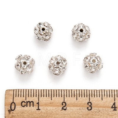 Brass Clear Rhinestone Beads RB-A017-8mm-S-1