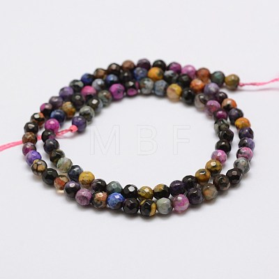 Faceted Natural Fire Crackle Agate Beads Strands G-F447-4mm-A07-1