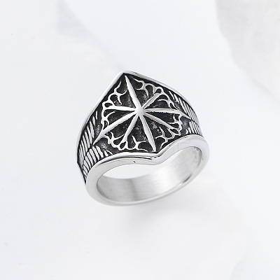 Eight-Point Star 304 Stainless Steel Finger Rings UT4019-2-1