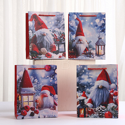 Christmas Paper Gnome Printed Tote Bags ABAG-P015-01B-1