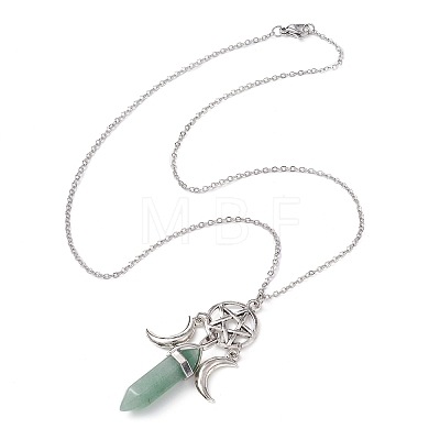 Natural & Synthetic Mixed Gemstone Bullet Pendant Necklace NJEW-JN04513-1
