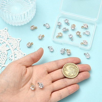 20Pcs 2 Colors Alloy Clear Cubic Zirconia Charms ZIRC-YW0001-38-1