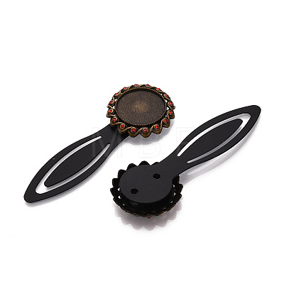 Alloy & Iron Bookmark Cabochon Settings PALLOY-N184-08AB-1