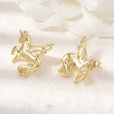 Horse Brass Stud Earrings EJEW-D352-03G-01-1