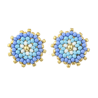 Glass Seed Bead Stud Earrings EJEW-MZ00741-02-1