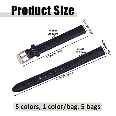 5 Bags 5 Colors PU Leather Watch Band FIND-FH0017-63A-1