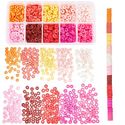 SUNNYCLUE 2700Pcs 10 Colors Flat Round Handmade Polymer Clay Beads CLAY-SC0001-33A-1