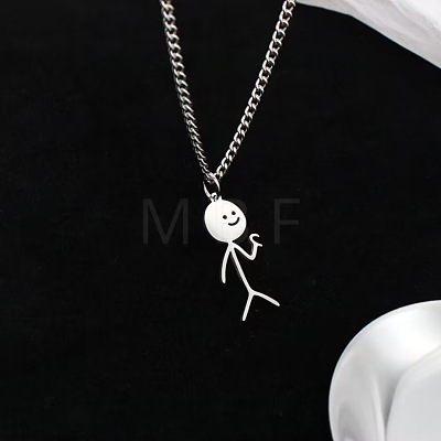 Funny Heart Gestures Stickman Stainless Steel Pendant Necklaces FS-WGF11D3-02-1