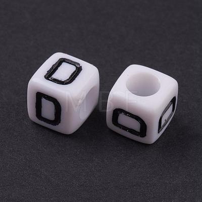 Acrylic Horizontal Hole Letter Beads PL37C9308-D-1