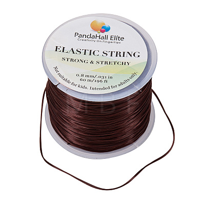 0.8mm Elastic Stretch Polyester Threads Brown Jewelry Bracelet Beading Wire Cords EW-PH0001-0.8mm-01B-1