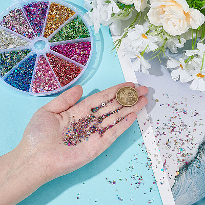 10 Sets 10 Colors Glass DIY Nail Art Decoration Mini Glass Beads GLAA-PH0004-30-1