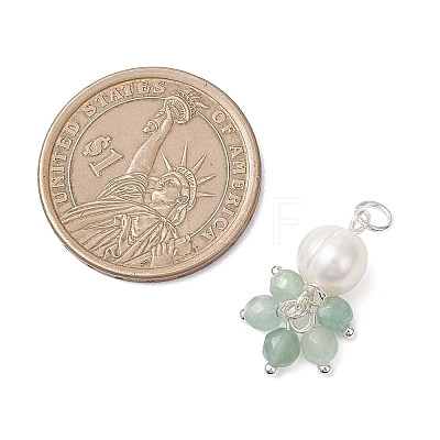 Natural Green Aventurine & Garne & Amethyst & Rose Quartz & Apatite Faceted Round & Potato Pearl Pendants PALLOY-JF04750-02-1