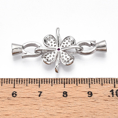 925 Sterling Silver Micro Pave Cubic Zirconia Fold Over Clasps STER-T008-02P-02-1