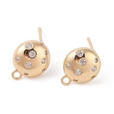 Brass Pave Clear Cubic Zirconia Stud Earring Findings KK-N256-02G-A-1