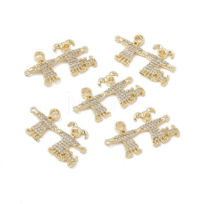 Brass Micro Pave Clear Cubic Zirconia Connector Charms KK-E068-VB334-1