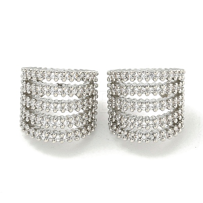 Brass Micro Pave Cubic Zirconia Cuff Earrings EJEW-C104-067P-1