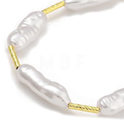 Rack Plating Brass & ABS Plastic Pearl Beads Column Beaded Necklaces for Women NJEW-C059-14G-1