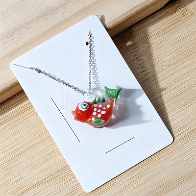 Ocean Handmade Lampwork Fish Pendant 201 Stainless Steel Cable Chain Necklaces WG72CE8-02-1