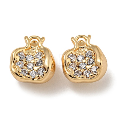 Brass Micro Pave Clear Cubic Zirconia Charms KK-U037-12G-03-1